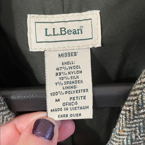 VTG L.L. Bean Women's Green Tweed Three Button Front Pocket Blazer MP - Picture 2 of 13